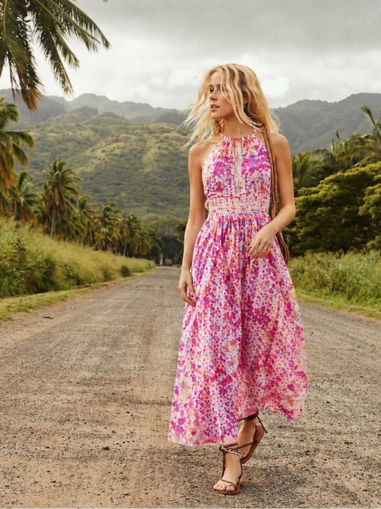 Anthropologie Dresses & Skirts - Anthropologie Abel the Label Azalea Maxi Dress Pink Floral Open Back Large